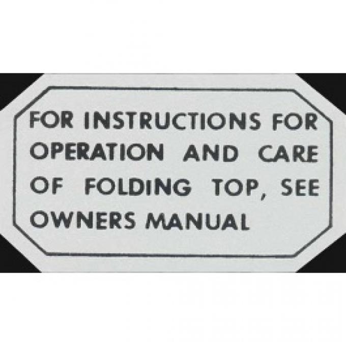 Ford Thunderbird Glove Box Decal, Folding Top, 1955-57