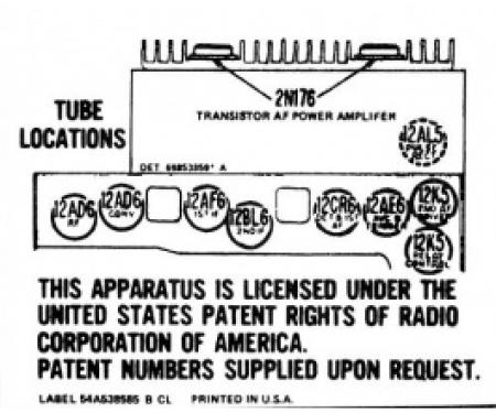 Ford Thunderbird Radio Schematic Decal, 1957