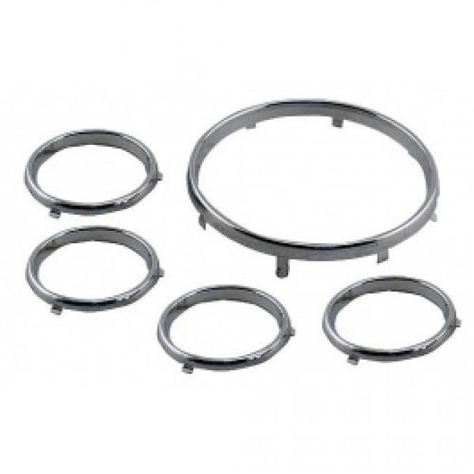 Ford Thunderbird Dash Gauge Trim Rings, 5 Piece Set, 1956-57