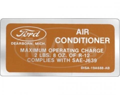 Air Conditioning Charge Decal, 1973 Thunderbird