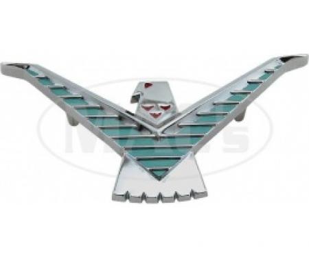 Ford Thunderbird Roof Side Emblem, Chrome With Red & Light Turquoise Accents, 1959