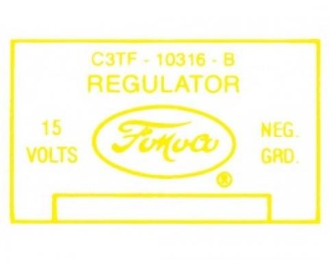 Ford Thunderbird Voltage Regulator Decal, 40 Amp, C3TF-B, 1963