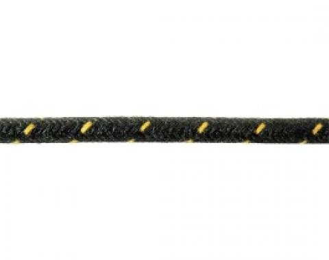 Bulk Wire, #16 Cloth Covered Primary Wire, Black With Yellow Tracer, Sold By The Foot