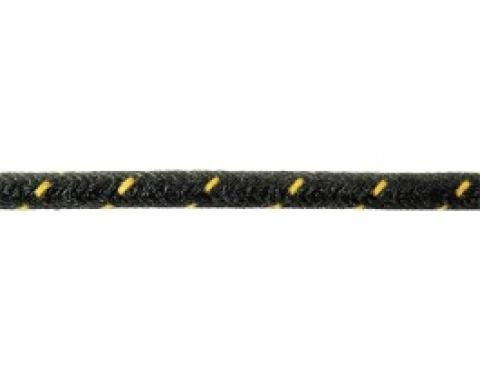 Bulk Wire, #16 Cloth Covered Primary Wire, Black With Yellow Tracer, Sold By The Foot