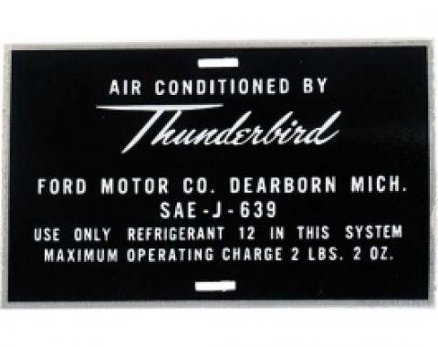 Ford Thunderbird Air Conditioner Hose Tag, Aluminum, 1965-66