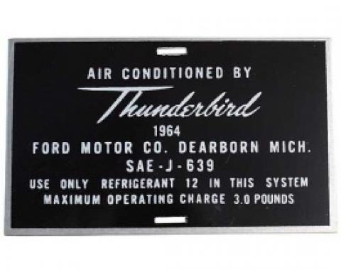 Ford Thunderbird Air Conditioner Hose Tag, Aluminum, 1964