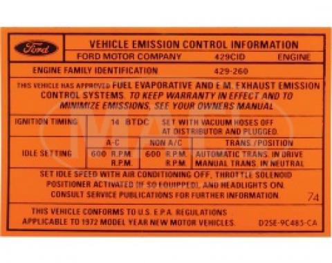 429 Emissions, 1972 Thunderbird