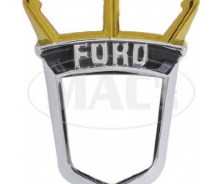 Ford Thunderbird Gas Door Emblem Bezel, Chrome, Ford Crest, 1955-56