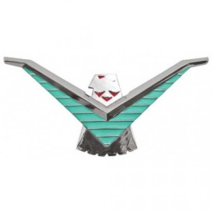 Ford Thunderbird Upper Grille Panel Emblem, Chrome, Turquoise & Red Painted Accents, 1958-59
