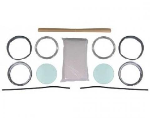 Ford Thunderbird Porthole Kit, Tinted Logo Glass, Includes White Headliner, 1956-57