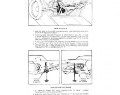 Ford Thunderbird Jack Instruction Decal, 1961