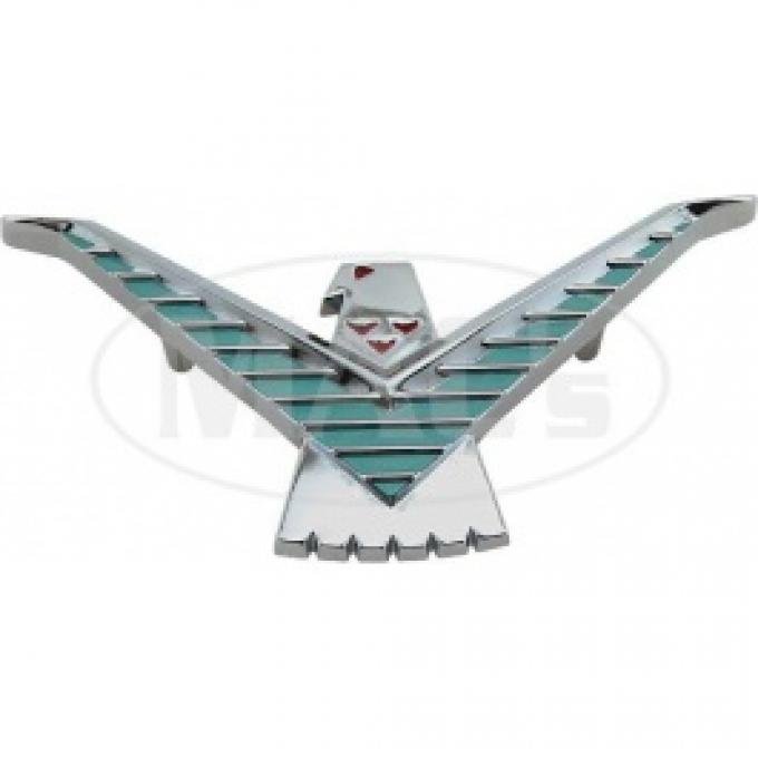 Ford Thunderbird Roof Side Emblem, Chrome With Red & Light Turquoise Accents, 1959