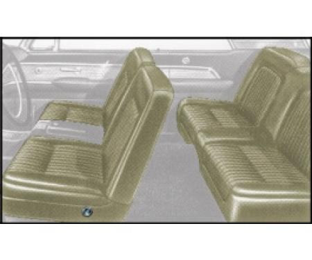 Ford Thunderbird Front Bucket & Rear Bench Seat Covers, Full Set, Vinyl, Light Beige (Pearl White) #26, Trim Code 54, 1961-62