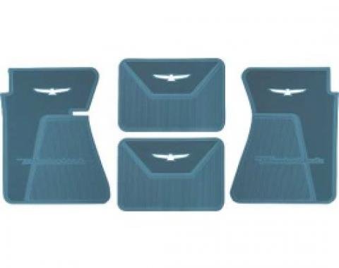 Ford Thunderbird Rubber Floor Mats, 4 Piece Set, Front & Rear, With White T-Bird, 1961-63