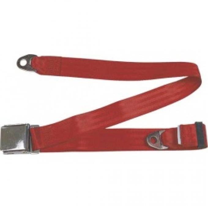 Seatbelt Solutions 1949-1979 Ford | Mercury, Lap Belt, 74" with Chrome Lift Latch 1800602006 | Flame Red