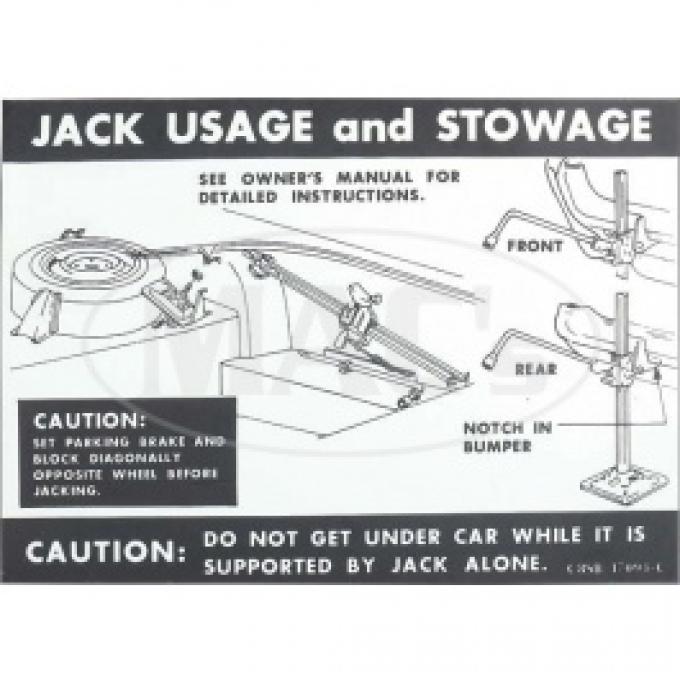 Jack Instructions Decal, 1968 Thunderbird