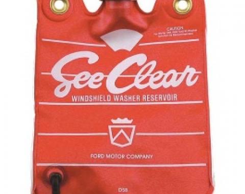 Ford Thunderbird Windshield Washer Bag, Red With White Letters, With Cap, 1958-60