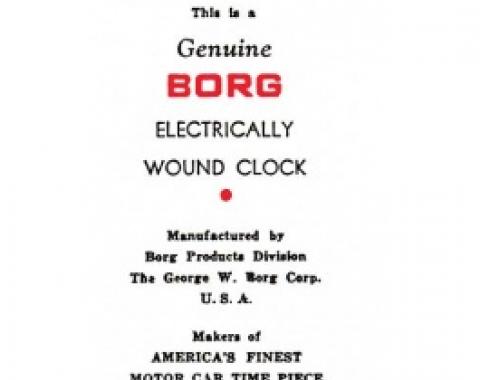 Ford Thunderbird Electric Clock Instruction Booklet, 1955-56