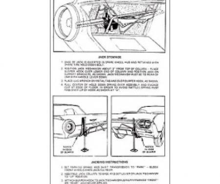 Ford Thunderbird Trunk Decal, Jack Instructions, Except Sports Roadster, 1962