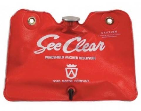 Ford Thunderbird Windshield Washer Bag, Red With White Letters, With Cap, 1961