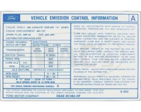 460 Emissions, 1976 Thunderbird