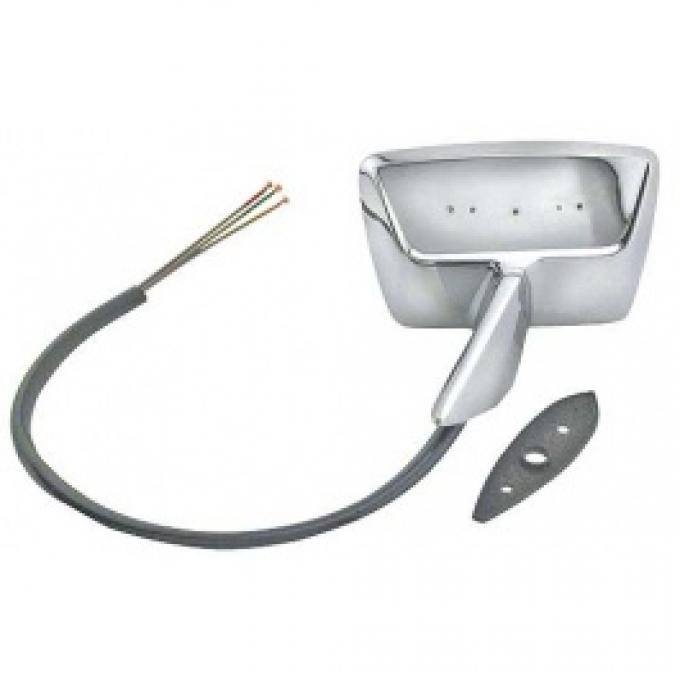 Ford Thunderbird Outside Rear View Mirror, Lft, Remote Control, Chrome, W/o Thunderbird Emb, 1964-66