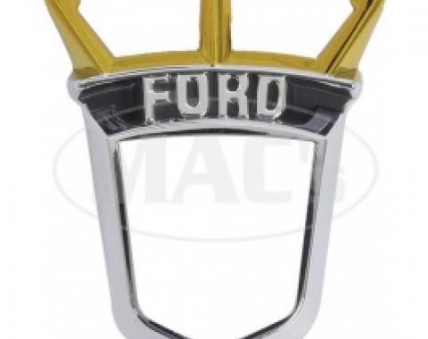 Ford Thunderbird Gas Door Emblem Bezel, Chrome, Ford Crest, 1955-56