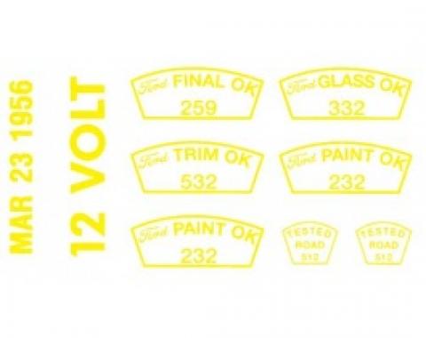 Ford Thunderbird Paint OK Decal Set -12 Volt, 3-23-56