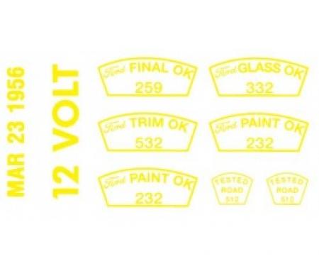 Ford Thunderbird Paint OK Decal Set -12 Volt, 3-23-56