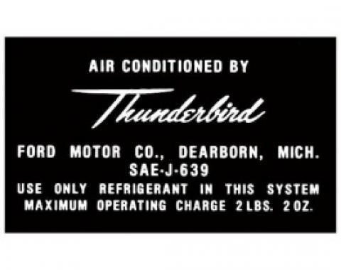 Ford Thunderbird Air Conditioning Aluminum Tag Decal, 1964-66