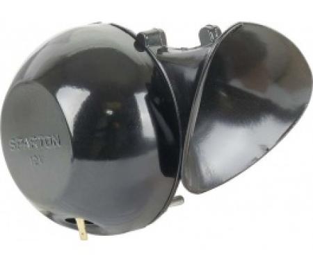 Ford Thunderbird Repro Horn, 12V, High Pitch, Flat Top Dome, Flat Push-On Wire Connector, Late 57-64