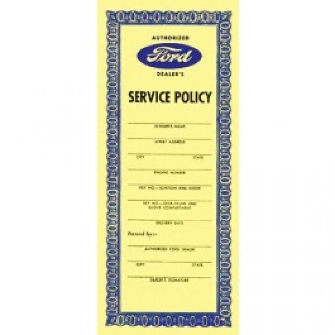 Ford Thunderbird Service Policy, 1955