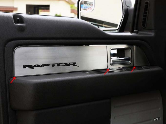 American Car Craft 2010-2014 Ford F-150 Door Panel Inserts Satin 6pc Fronts Only w/Raptor 771029