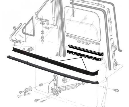 Dennis Carpenter Door Glass Anti-Rattlers - Right - 1973-79 Ford Truck, 1978-79 Ford Bronco D7TZ-1021452-PR