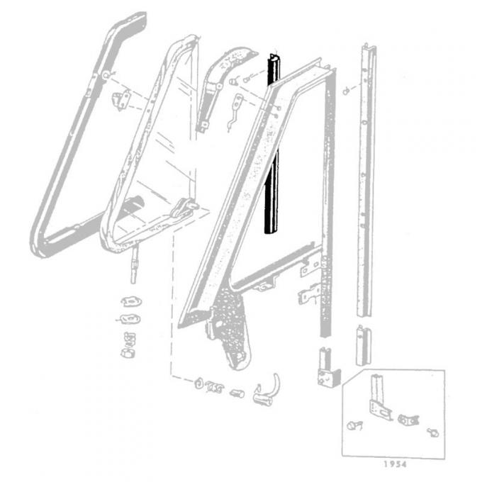 Dennis Carpenter Back Edge of Vent Window Seals - Hardtop & Convertible - 1952-54 Ford Car   BA-7621450-PR