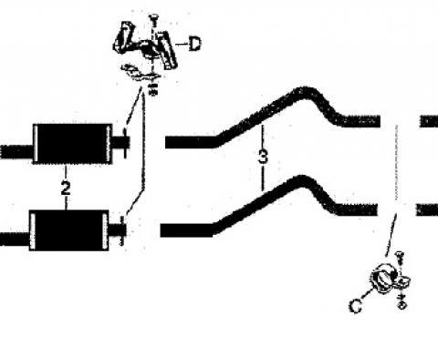 Thunderbird Dual Exhaust System, with Resonators, Stainless Steel, 1955