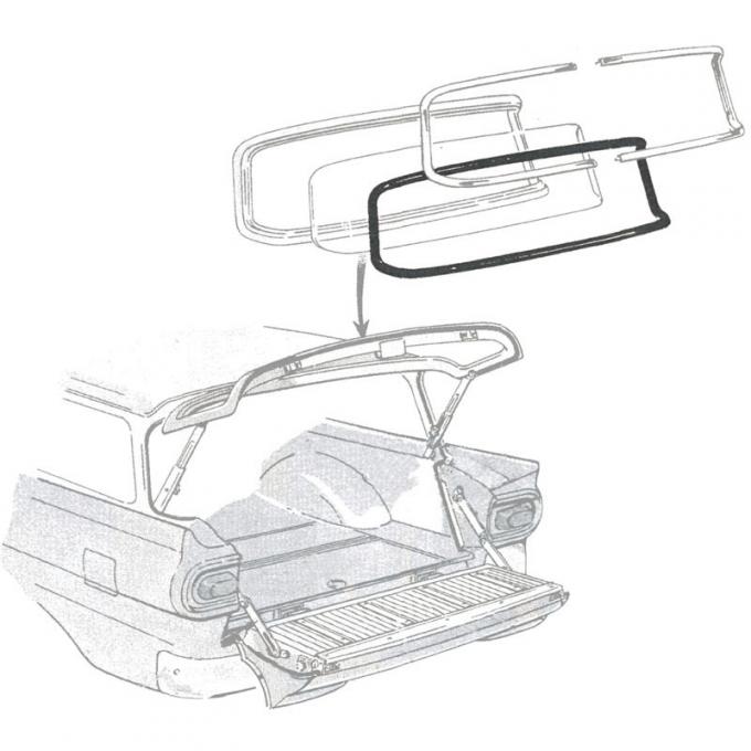 Dennis Carpenter Back Glass Seal - 2 & 4 Door Ranch Wagon - 1957-58 Ford Car B7A-5942084-A
