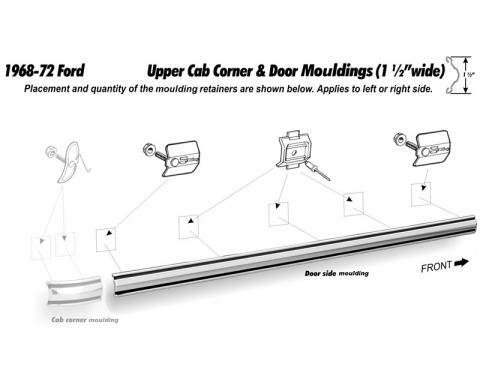 Dennis Carpenter Door Molding - Right or Left - Pickup - 1968-72 Ford Truck C8TZ-8120938-A