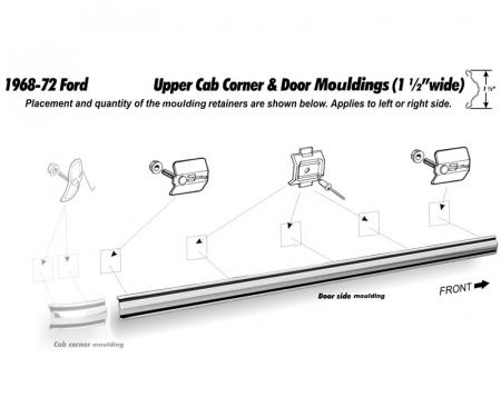 Dennis Carpenter Door Molding - Right or Left - Pickup - 1968-72 Ford Truck C8TZ-8120938-A