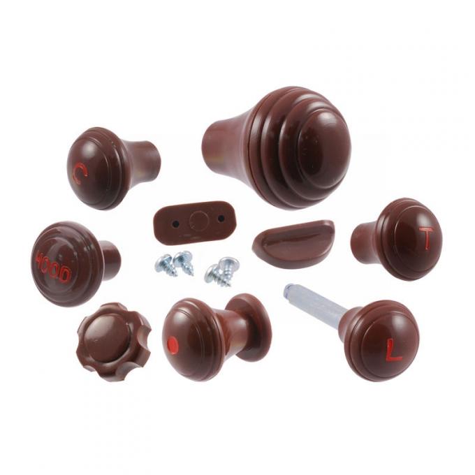 Dennis Carpenter Dash Knob Set - Maroon - 1942 Ford Car   21A-9270-A