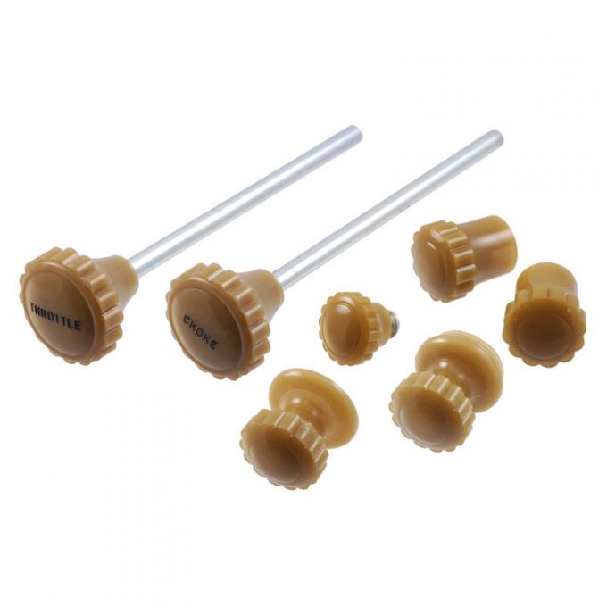 Dennis Carpenter Dash Knob Set - Yellow Brown - Deluxe - 1937 Ford Car   78-9270-B