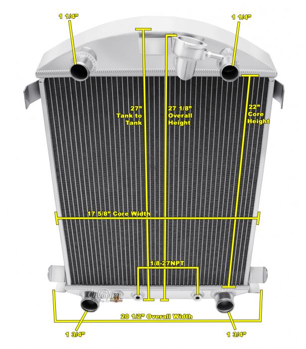 Champion Cooling 1930-1931 Ford Model A 3 Row All Aluminum Radiator ...