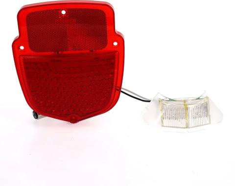 AMD Tail Light Lens, Red Lens, 38 Red Sequential LED, 12 White License Lamp LED, LH, 55-66 Ford F100 F250 Flareside Truck X951-4555-1ENL