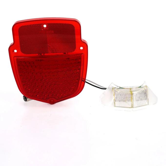 AMD Tail Light Lens, Red Lens, 38 Red Sequential LED, 12 White License Lamp LED, LH, 55-66 Ford F100 F250 Flareside Truck X951-4555-1ENL