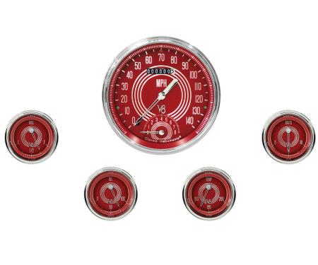 Classic Instruments V8 Red Steelie Five Gauge Set V8RS65SLC