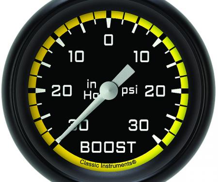 Classic Instruments Autocross Yellow 2 5/8" Boost/Vac Gauge AX341YBPF