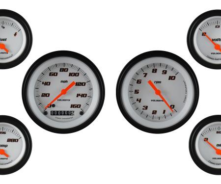 Classic Instruments Velocity White Six Gauge Set VS01WBLF