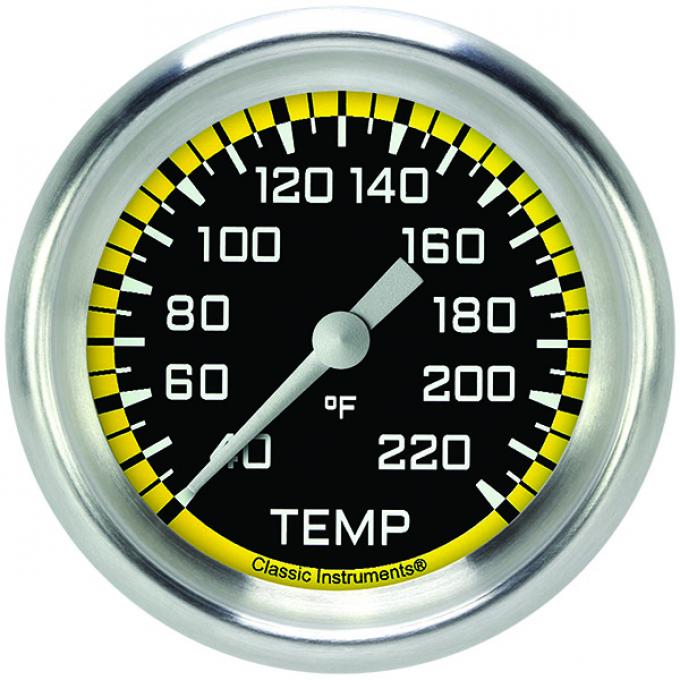 Classic Instruments Autocross Yellow 2 5/8" Stock Eliminator Temp. Gauge AX329YAPF