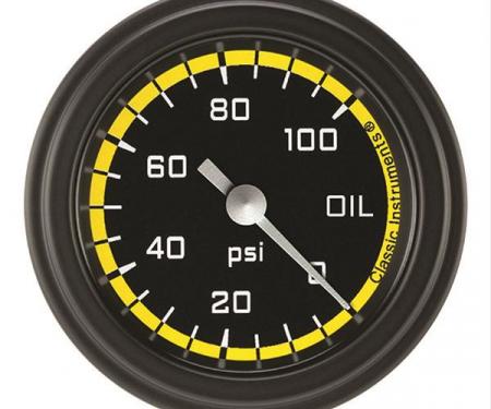 Classic Instruments Autocross Yellow 2 1/8" Oil Pressure Gauge AX181YBLF
