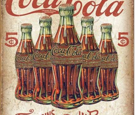 Tin Sign, COKE - 5 Bottles Retro